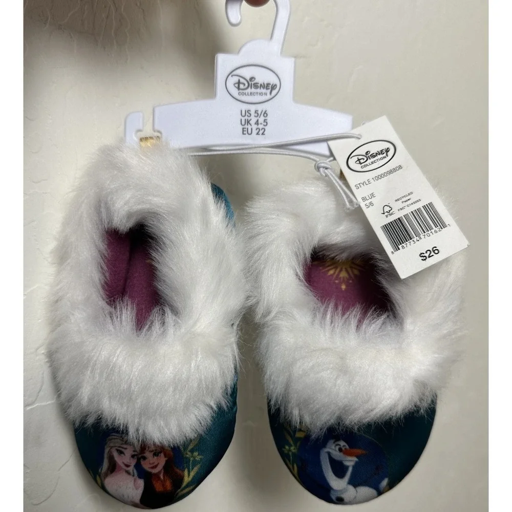 Disney Collection Kids Girls‎ Frozen Anna Elsa Olaf Slip-On Slippers, Size 5/6